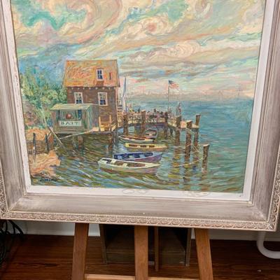 (Framed) Joseph Letven Boatscape/Harbor