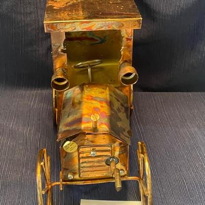 Brass Tone Antique Car w/Music Box