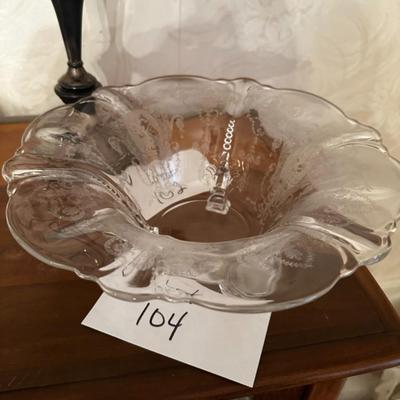 Footed Fostoria Etched Glass Bowl