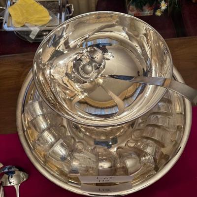 Silver Plated Punch bowl with 12 cups and platter - 1 of 2