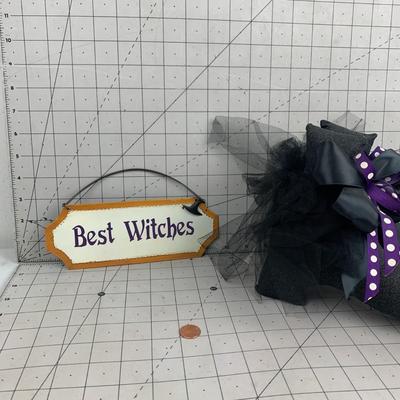 #34 Best Witches Sign and Stuffed Shoes