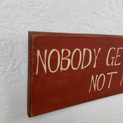 #94 Nobody Gets In To See The Wizeard Wooden Wall Plaque 3' x 7"