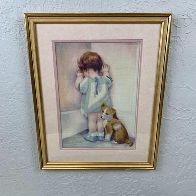 #100 Bessie Pease Gutman Embroidered- Disgraced Framed 19.5" x 15.5"