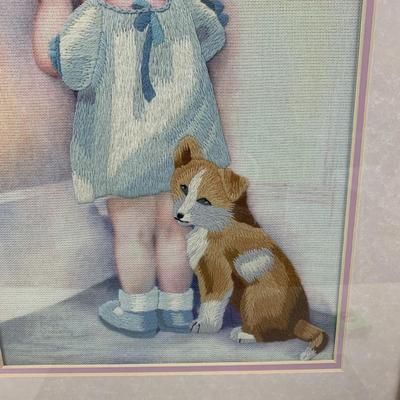 #100 Bessie Pease Gutman Embroidered- Disgraced Framed 19.5" x 15.5"