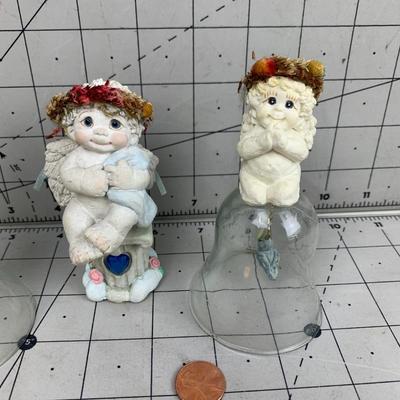 #107 Dreamcycles Glass/Ceramic Bells and Angel