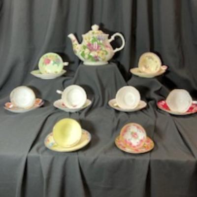 Sadler Teapot with Demitasse and Tea Cups