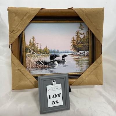 -58- COLLECTIBLE | Original Loons Oil Painting | C. Carson