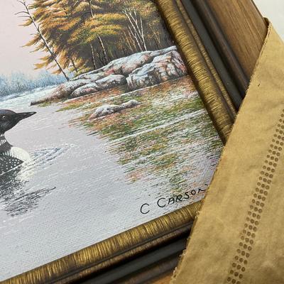 -58- COLLECTIBLE | Original Loons Oil Painting | C. Carson
