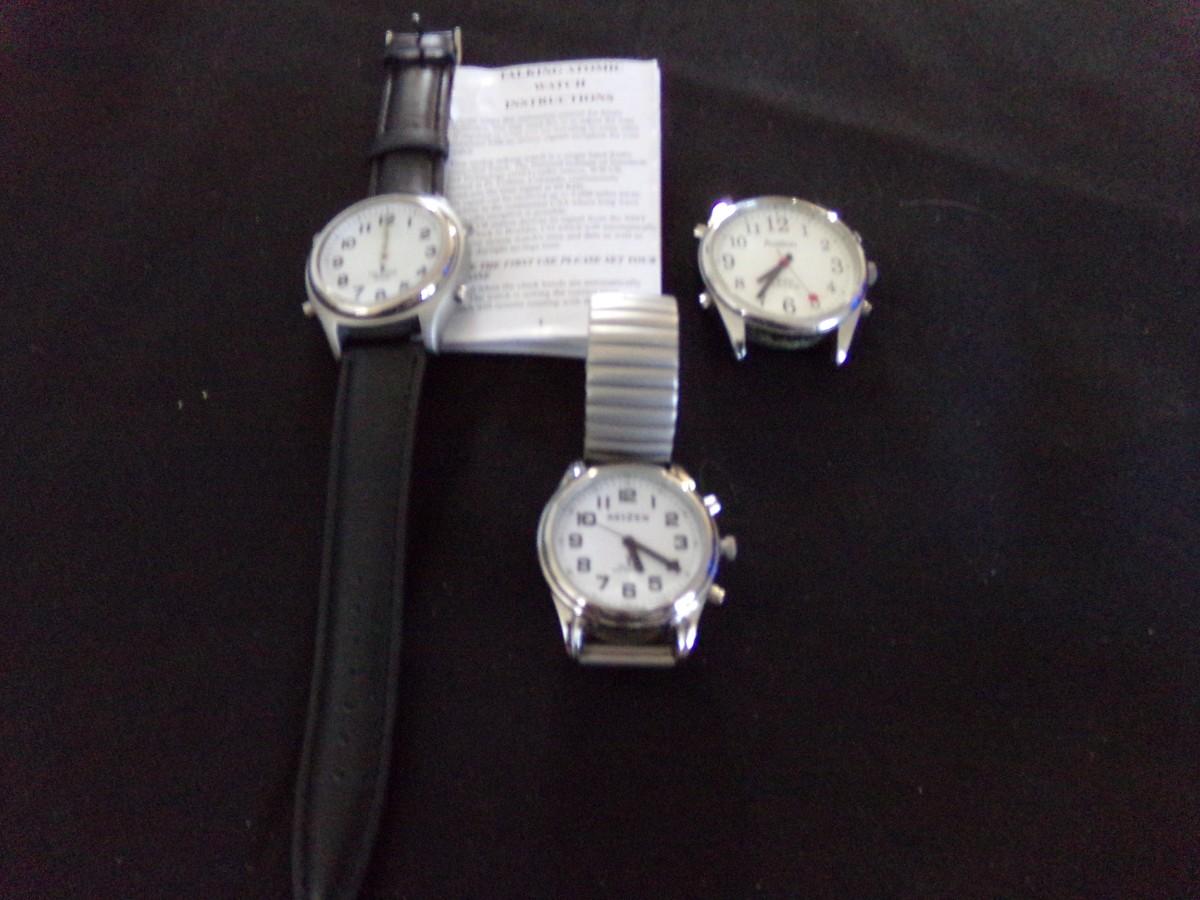 3 TALKING WATCHES; ATOMIC, REIZEN RADIO CONTROLLED, AVALON EZC VOICE