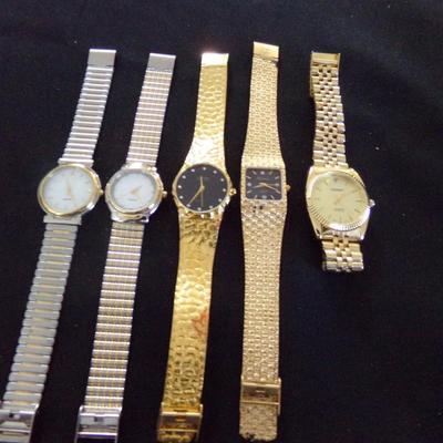 5 WATCHES; OLAG CASSINI, CAPEZIO DIAMOND QUARTZ, GENEVA, 2 QUARTZ.