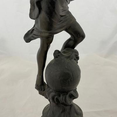 -59- COLLECTIBLE | Art Deco Style Lady on Globe Statue