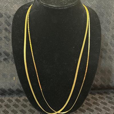 Pair Long Gold Tone Necklace Chains