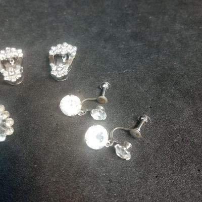 WEISS RHINESTONE COLLAR CLIPS AND CLIP ON EARRINGS
