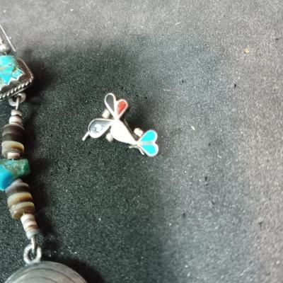 TURQUOISE EARRINGS AND LAPEL PIN