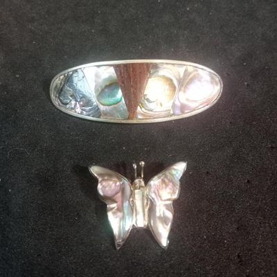 ABALONE BARRETT AND 925 BUTTERFLY PENDANT
