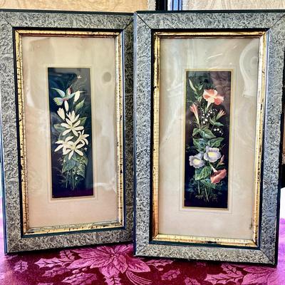 LOT 40  PAIR OF ANTIQUE VICTORIAN FLORAL PRINTS