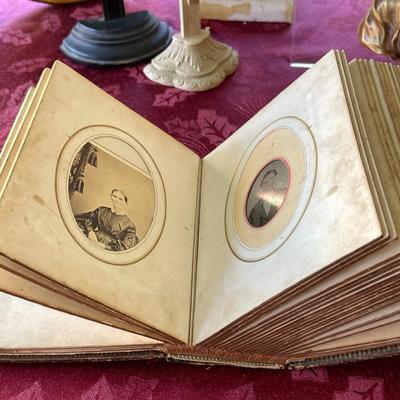 LOT 41  VICTORIAN GOTH JET BEADWORK CDV ALBUM SIGNED BUST