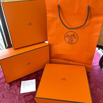 LOT 44  GROUP OF HERMES GIFT BOXES & SHOPPING BAG