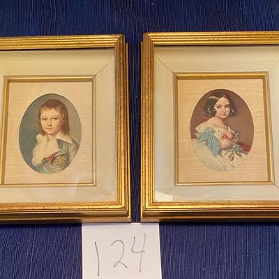Vintage Lot Two FramedArt Deco Pictures