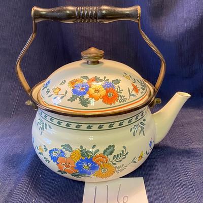 Vintage 1981 M. Kamenstein Enameled Tea Kettle