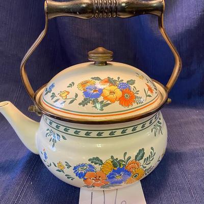 Vintage 1981 M. Kamenstein Enameled Tea Kettle
