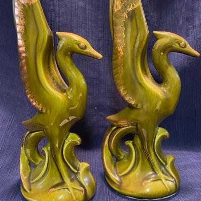 Vintage Tall Green Birds