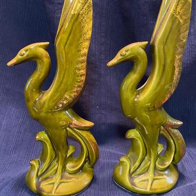 Vintage Tall Green Birds