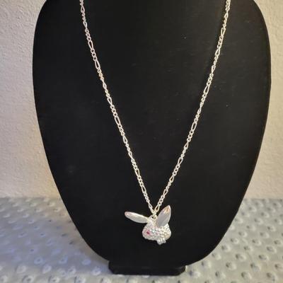 Rhinestone Rabbit Necklace