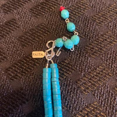 16â€ Turquoise  Necklace with bejeweled pendant