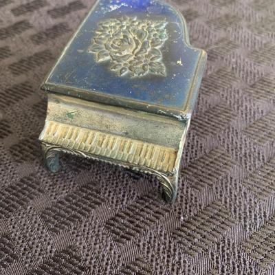 Vintage Miniature Silver Plated Piano Jewelry Trinket Box
