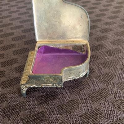 Vintage Miniature Silver Plated Piano Jewelry Trinket Box