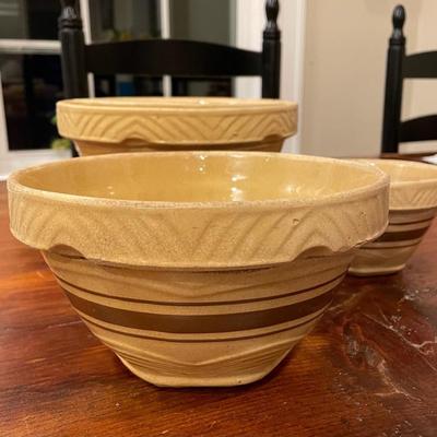 Antique Yellow Ware Mixing Bowl Set