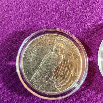 American Historic Society Encased Peace Dollar Coins