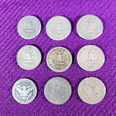 8 Silver Quarters - Plus 1 Clad