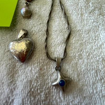 Lot of 3 Pendants 1 Locket Sterling silver