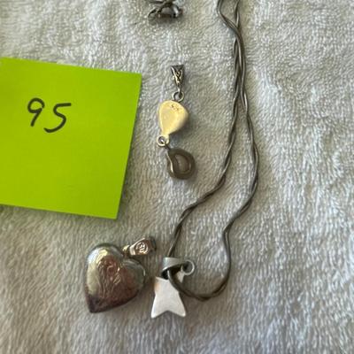 Lot of 3 Pendants 1 Locket Sterling silver