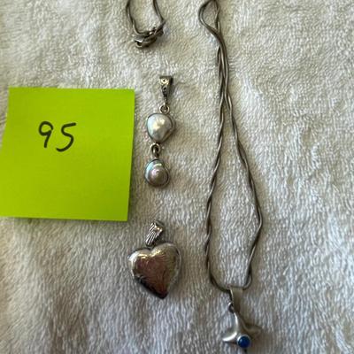 Lot of 3 Pendants 1 Locket Sterling silver