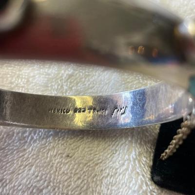 Taxco Sterling Silver Split Bangle w/ Stones