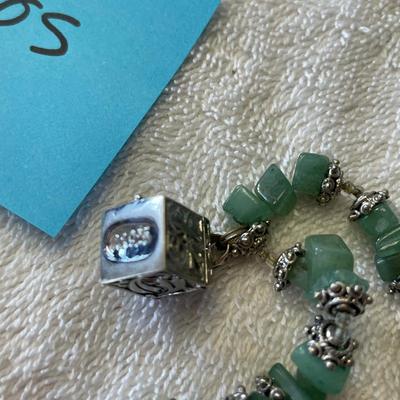 Stretchy Adventurine & Sterling Bracelet w/ Prayer Box