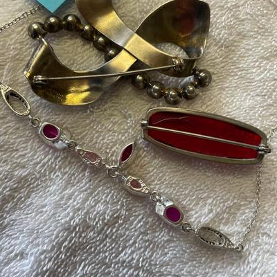 Lot of Red & Pink on Sterling silver jewerly