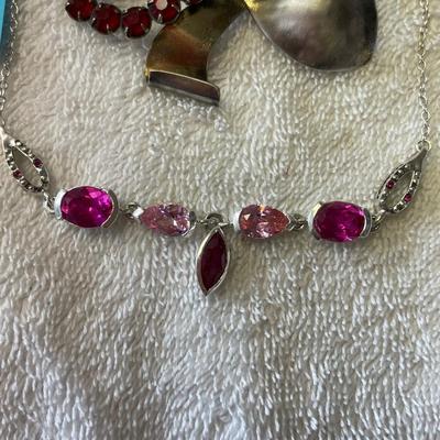 Lot of Red & Pink on Sterling silver jewerly