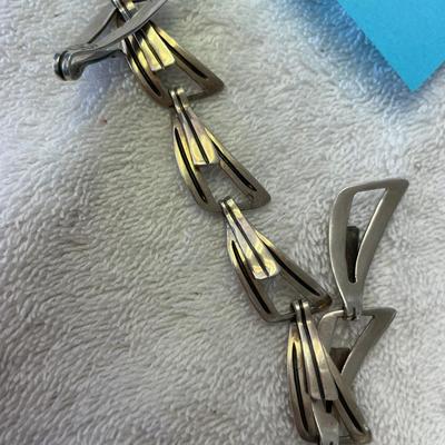 Taxco JJ signed Sterling Silver Paperclip Bracelet