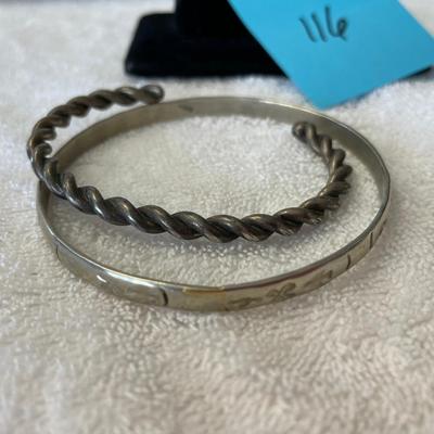Lot of 2 Sterling Cuff/ Bangle Bracelets