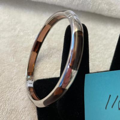 Angelique DeParis Lucite & Sterling Silver Split Bangle Bracelet