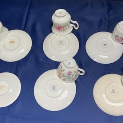 6 Teacup & Saucers by Danbury Mint