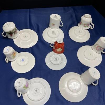 Collection of 8 Teacup/Demitasse & Saucer Sets