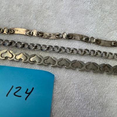 Lot of 3 Sterling Silver Hearts Link bracelets