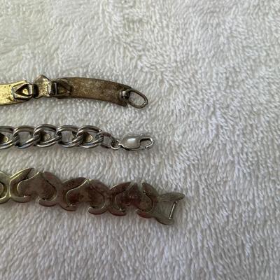 Lot of 3 Sterling Silver Hearts Link bracelets
