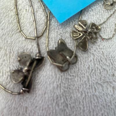 Lot of 3 Sterling Silver Necklaces w/ Butterfly Pendants