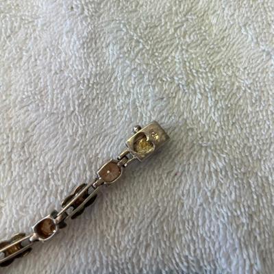 Retro Art Deco Topaz & Marcasites Bracelet Sterling Silver